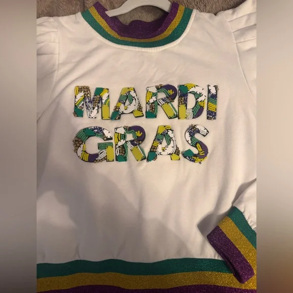 QUEEN OF SPARKLES White Mardi Gras Sweatshirt - Picture 3 of 8